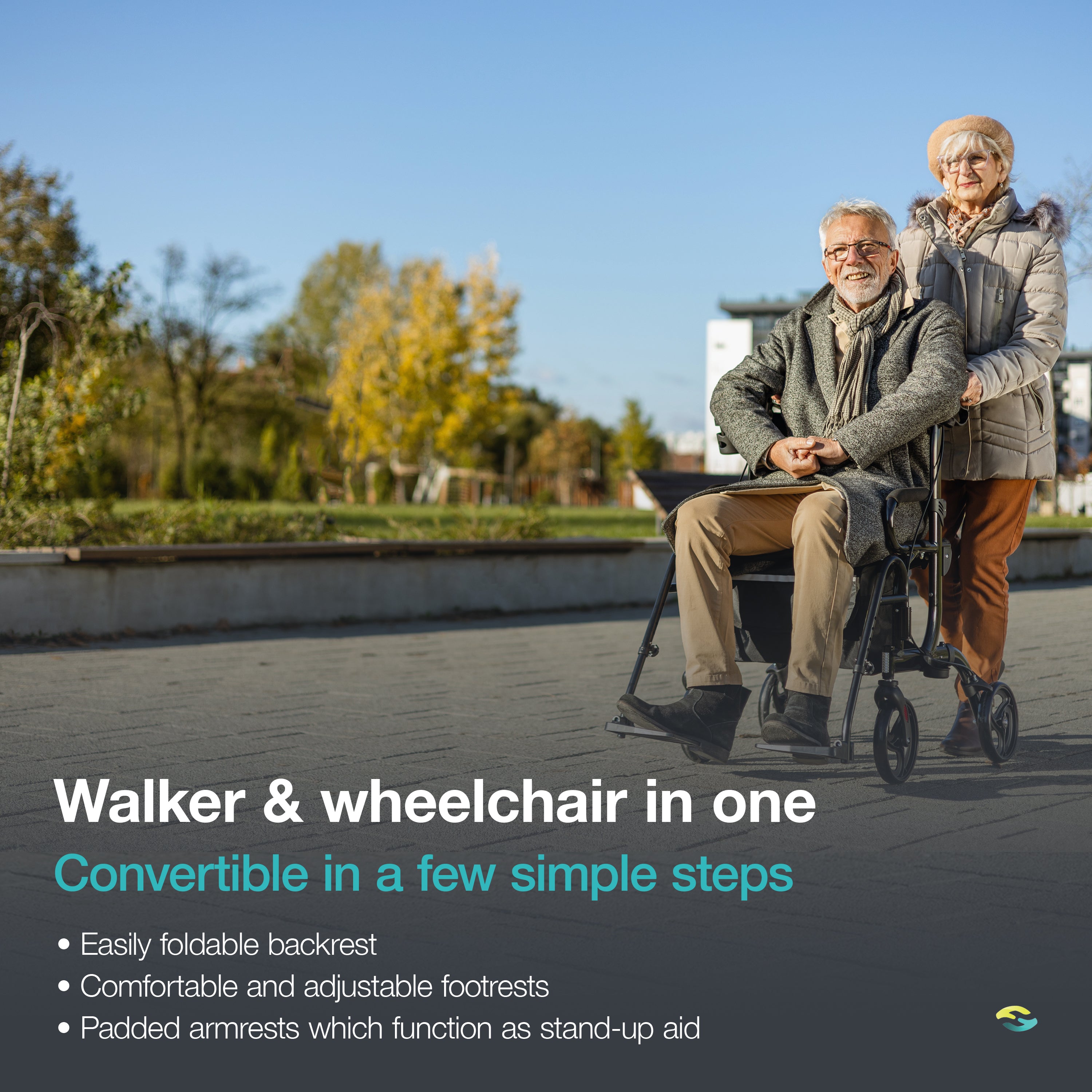 2 in 1 Rollator & Wheelchair Combo H1070 Black