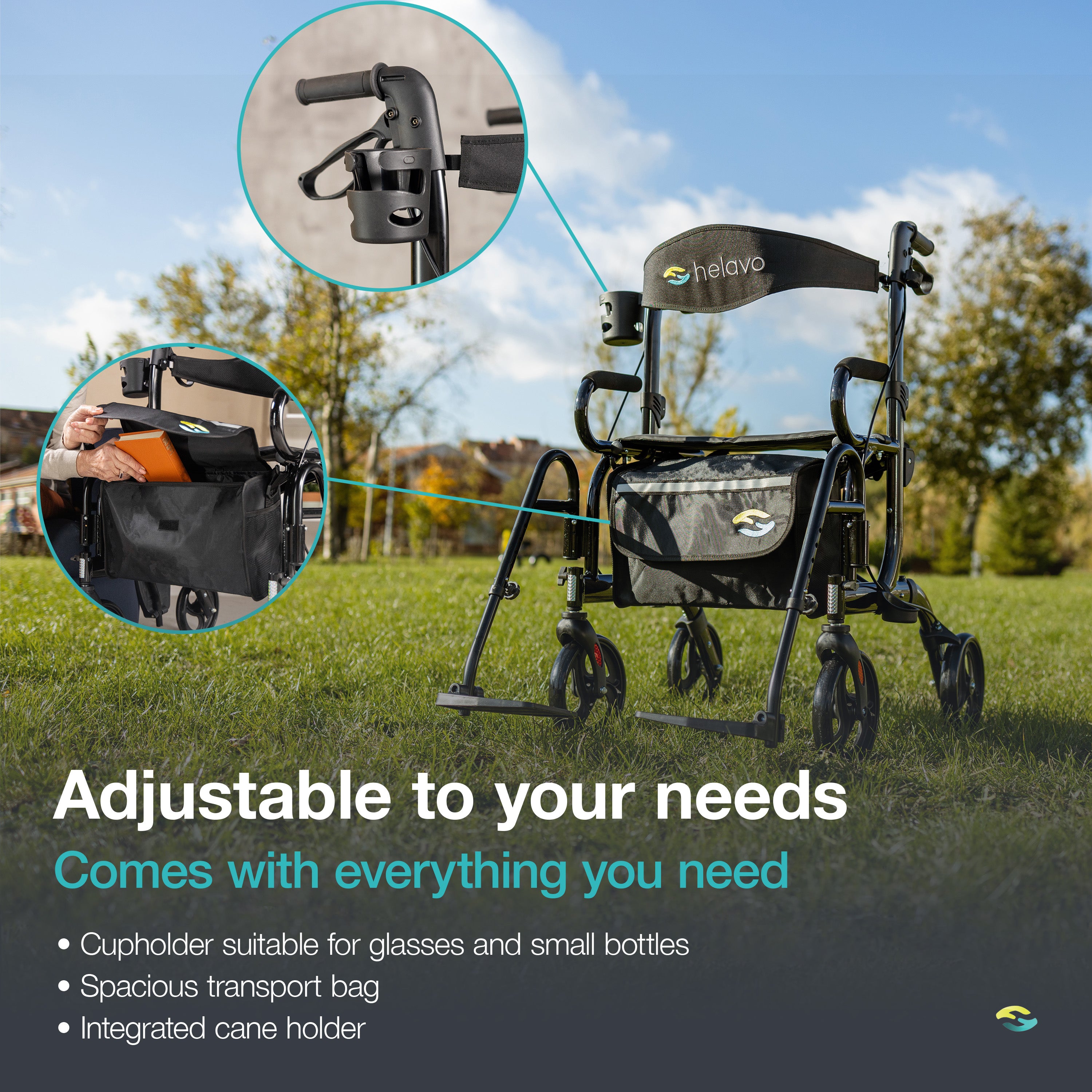 2 in 1 Rollator & Wheelchair Combo H1070 Black
