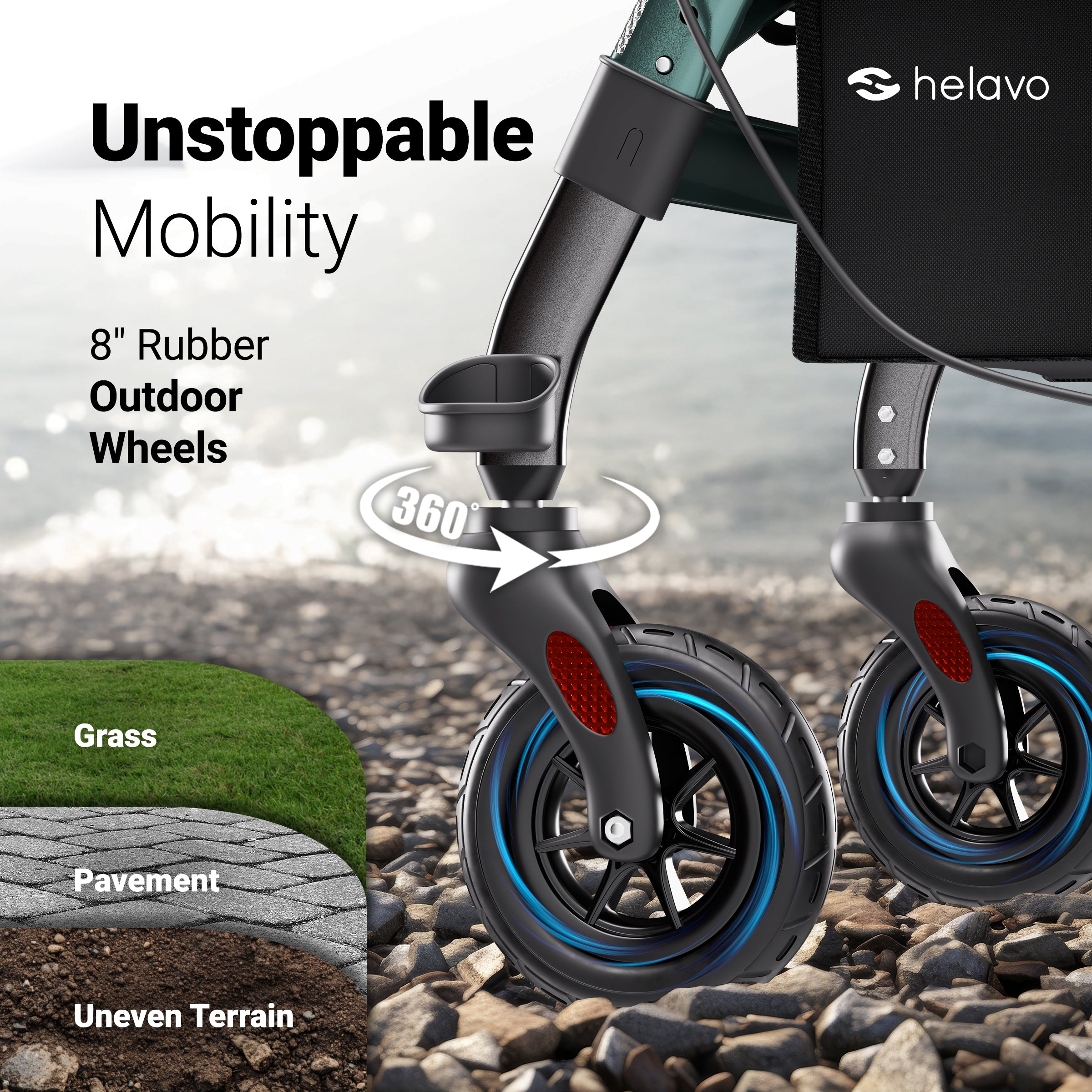 Extra wide heavy-duty Arthritis rollator with armrests H1360 Green