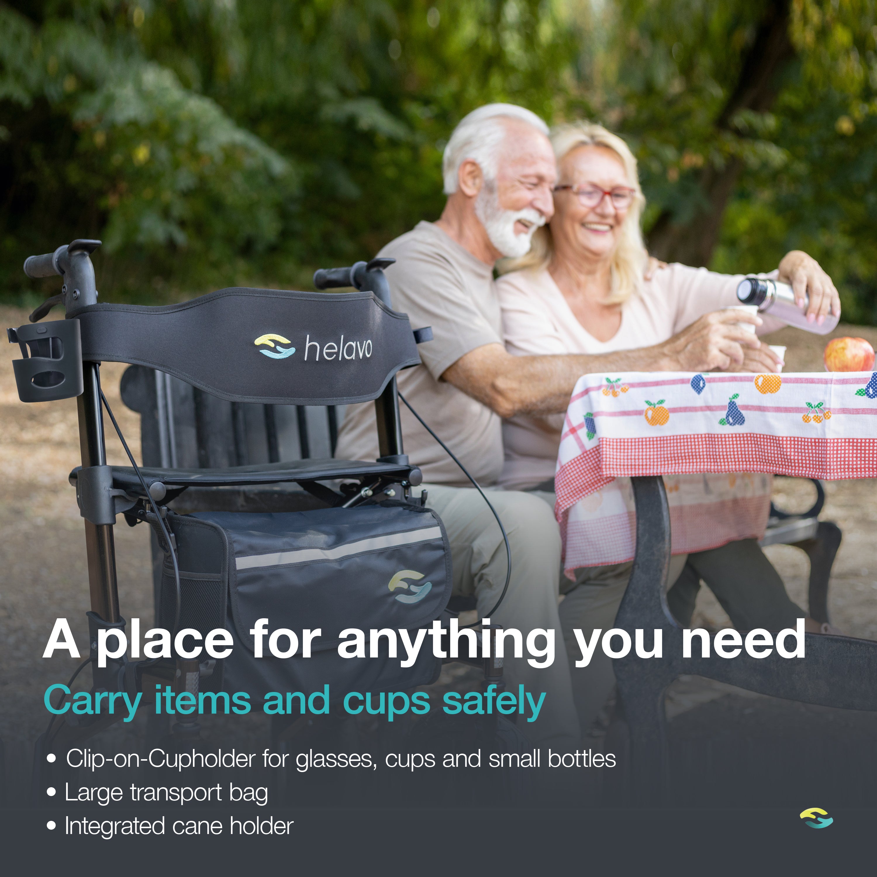 Outdoor Rollator with Puncture-Proof Solid Rubber Tires H1140 Series