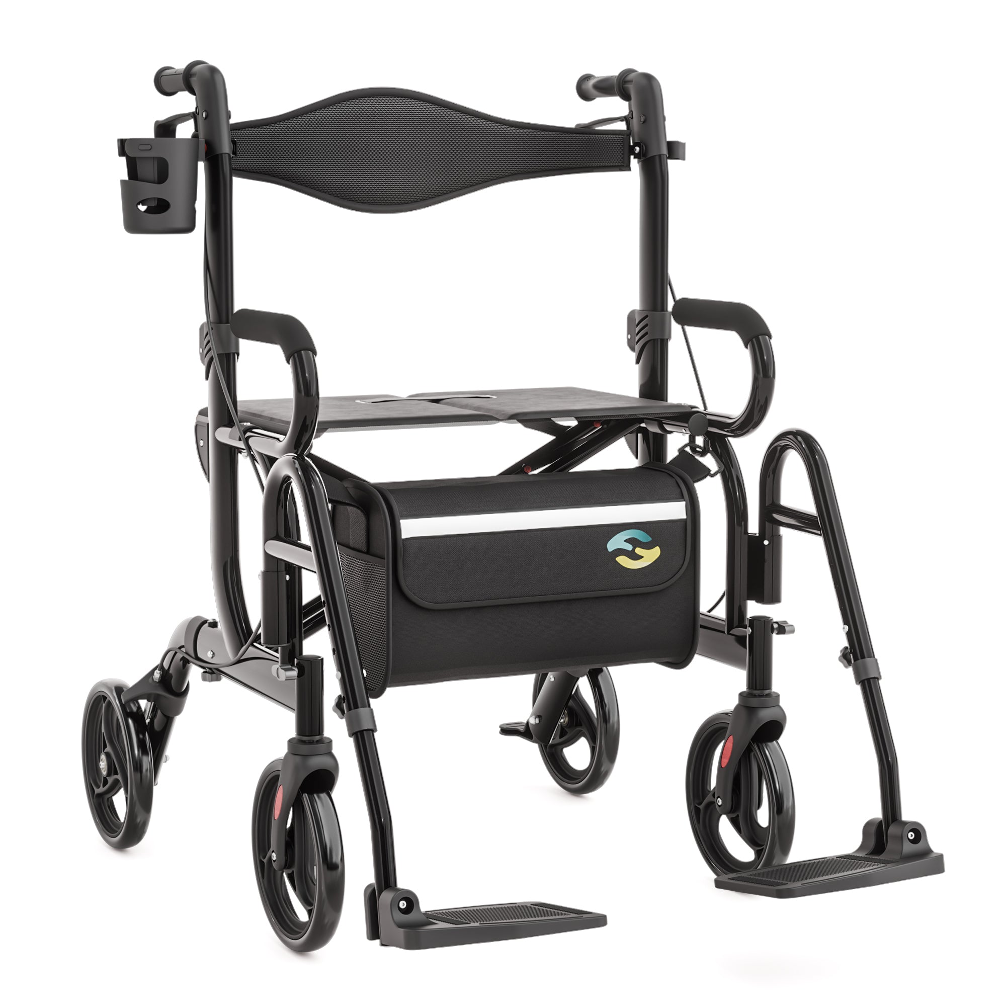 2 in 1 Walker Wheelchair Combo, Convertible to a Transport Chair (H1070)