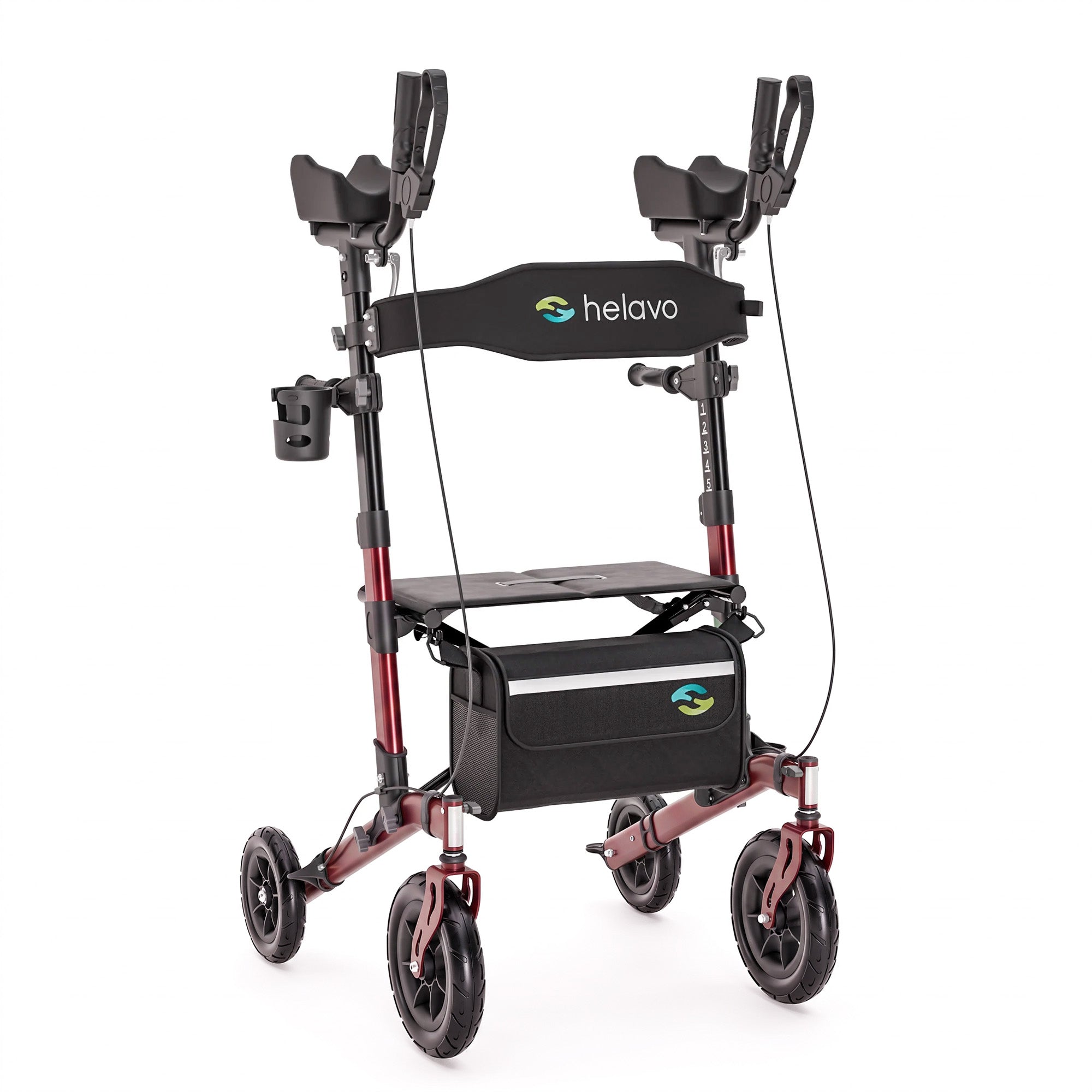 Upright Walker with Seat, Foldable Stand Up Walker with Rubber Tires (H1160)