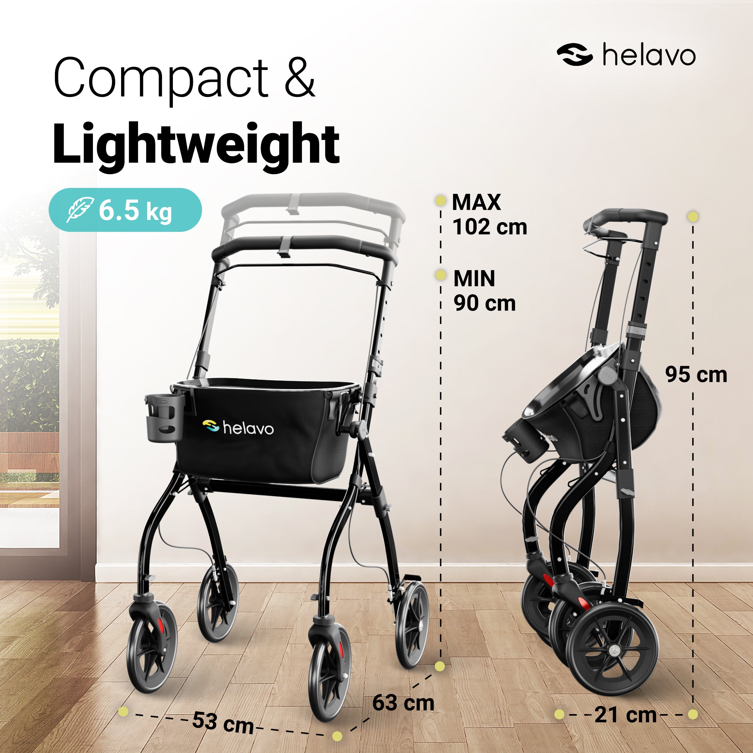 Narrow Indoor Rollator Walker H1030 Series