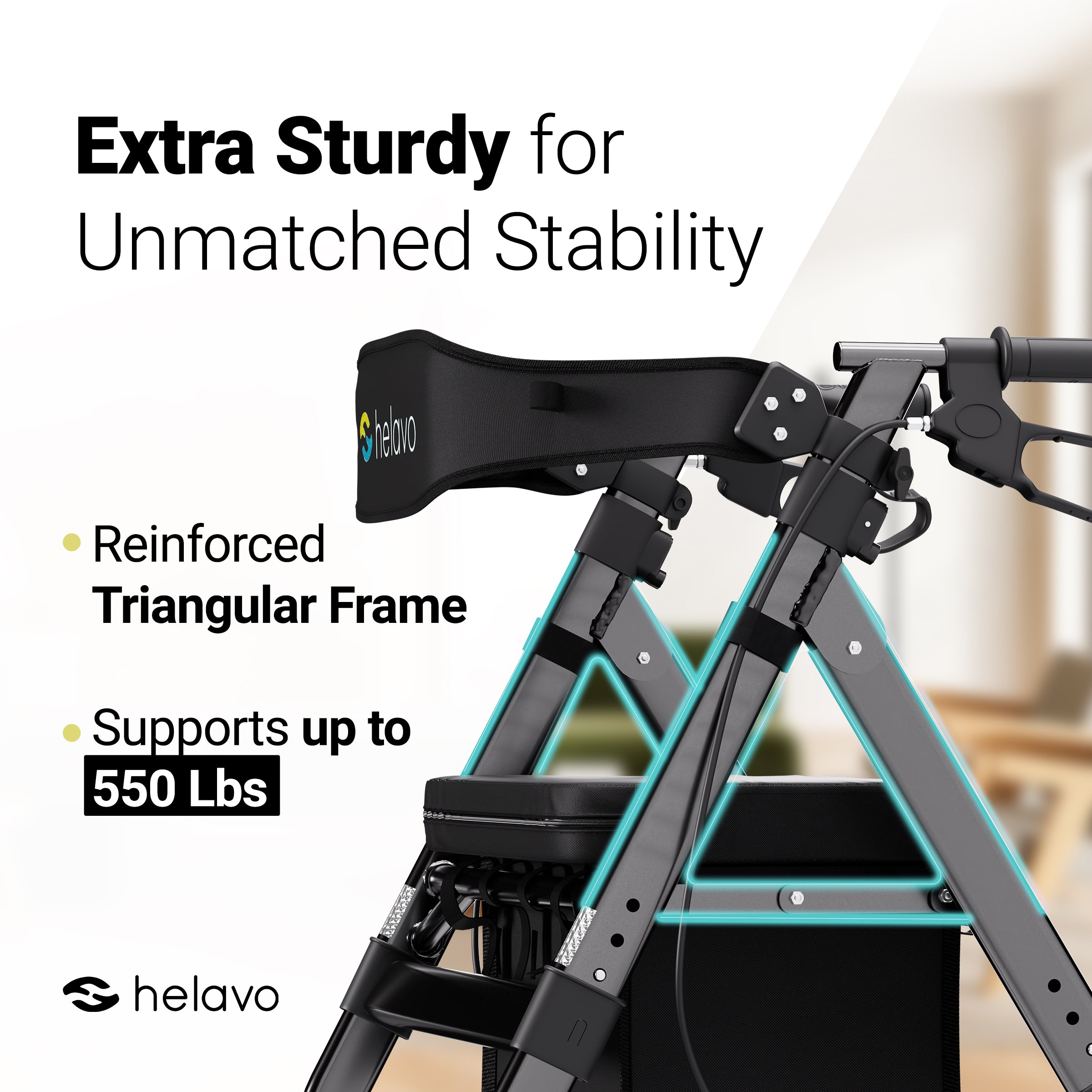 Heavy-duty rollator extra wide H1050 black
