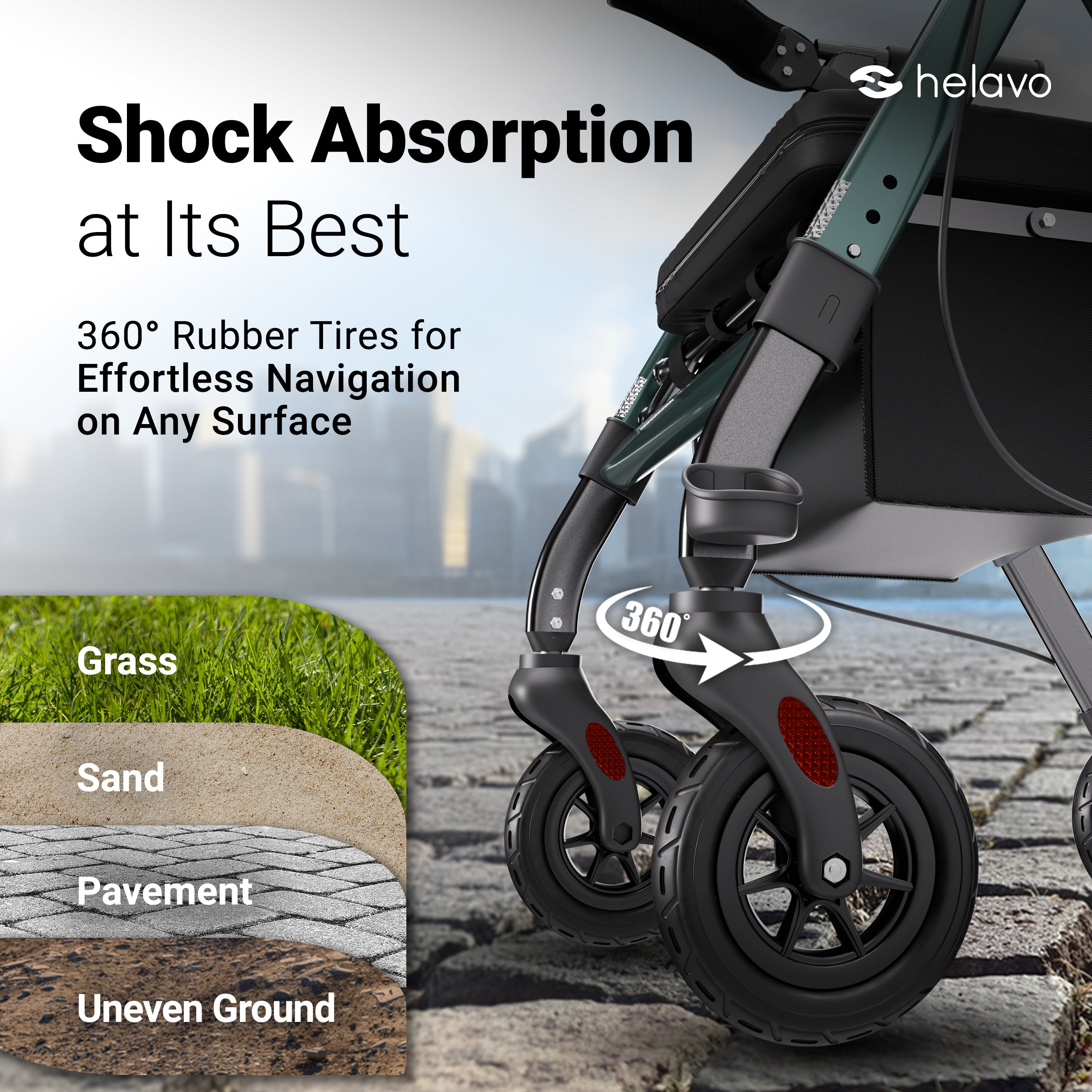 Extra Wide Bariatric Rollator Walker, 550 lbs Capacity (H1150)