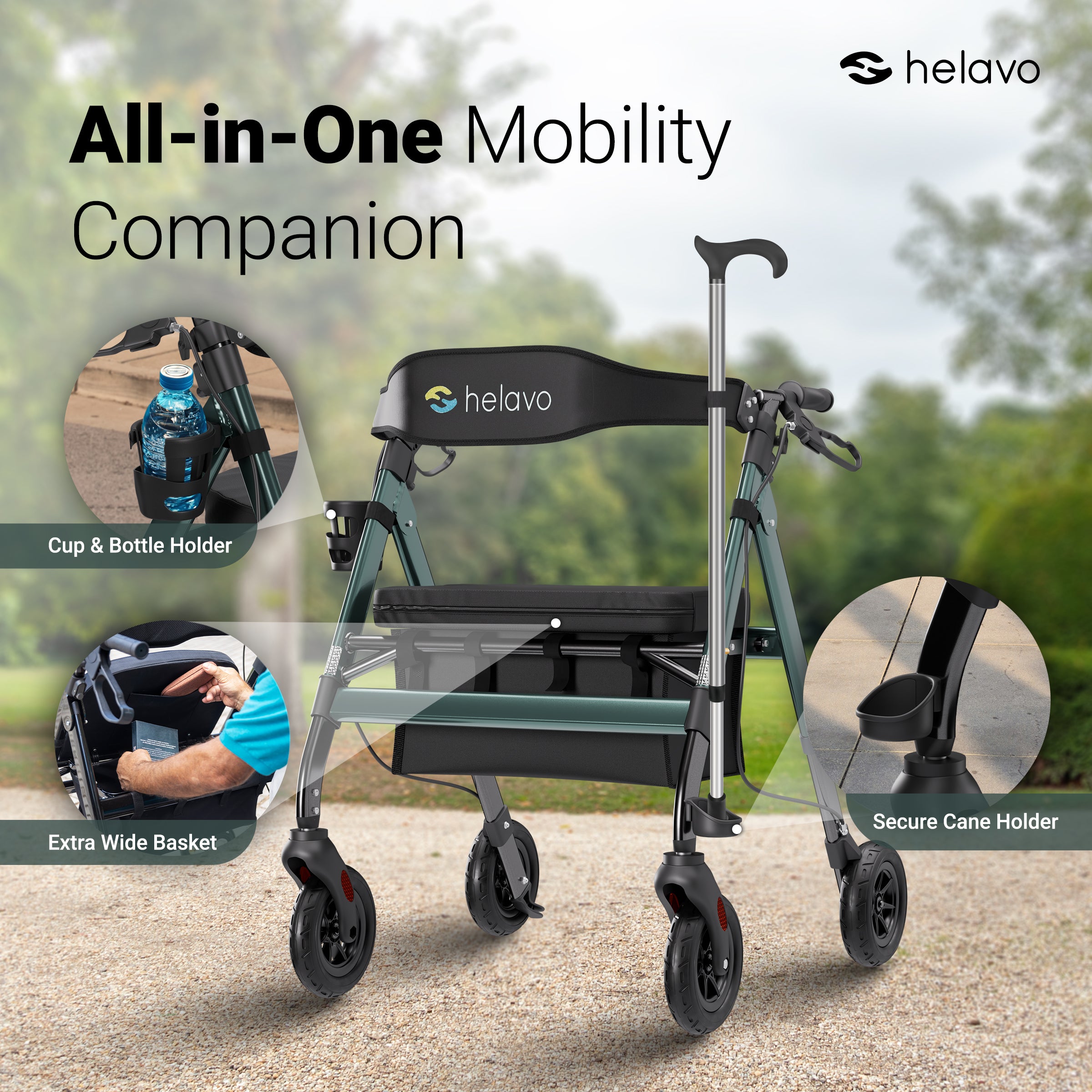 Extra Wide Bariatric Rollator Walker, 550 lbs Capacity (H1150)