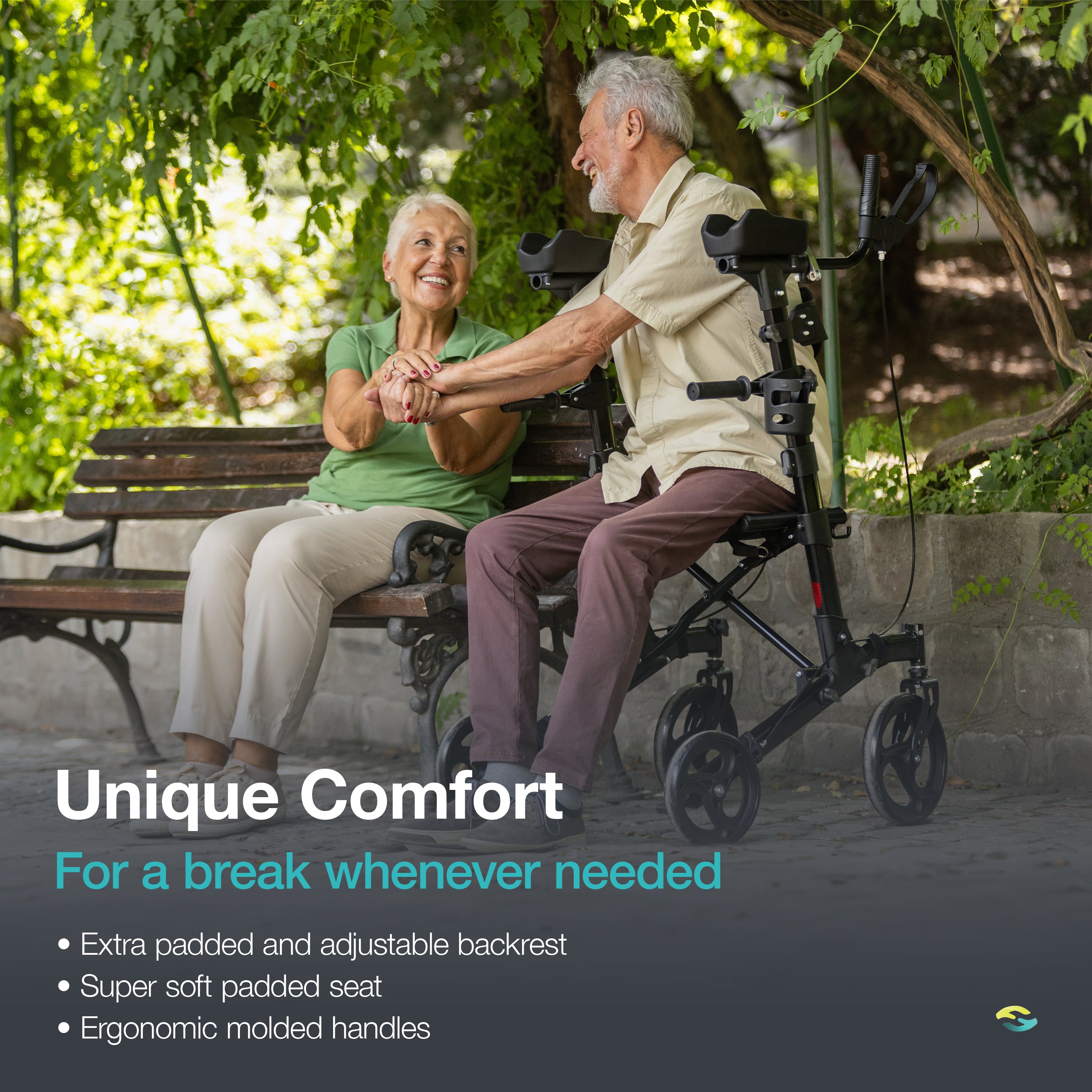 Arthritis Rollator with Padded Armrests H1060 Black