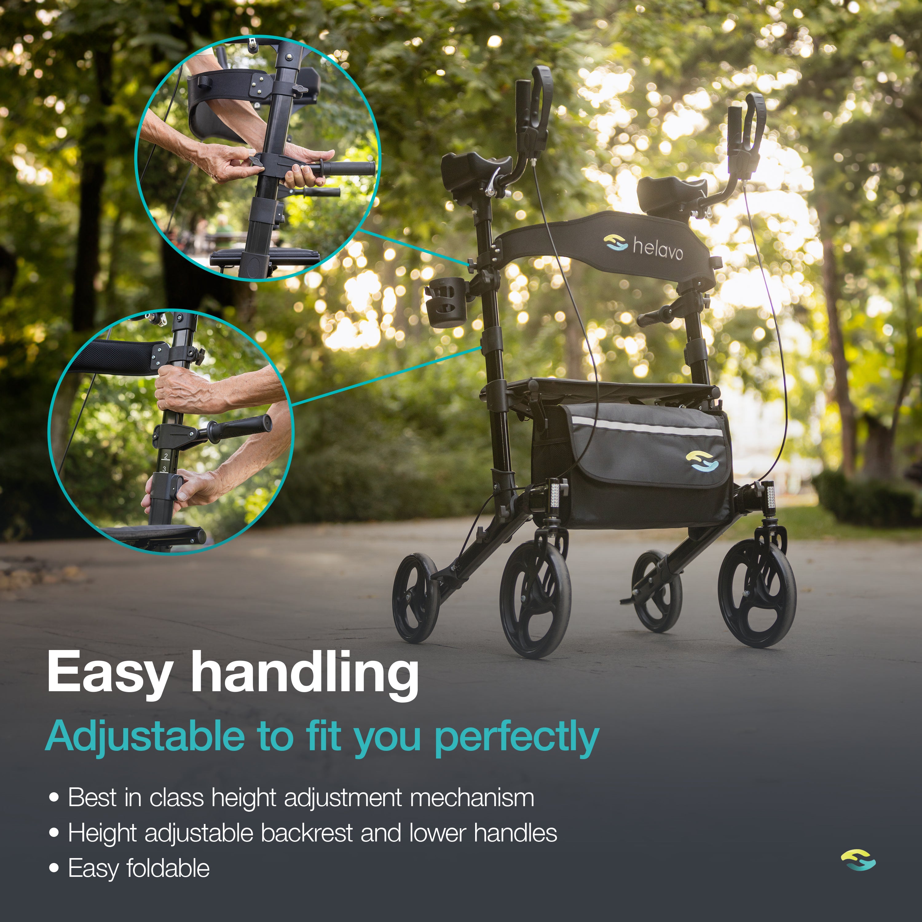 Arthritis Rollator with Padded Armrests H1060 Black