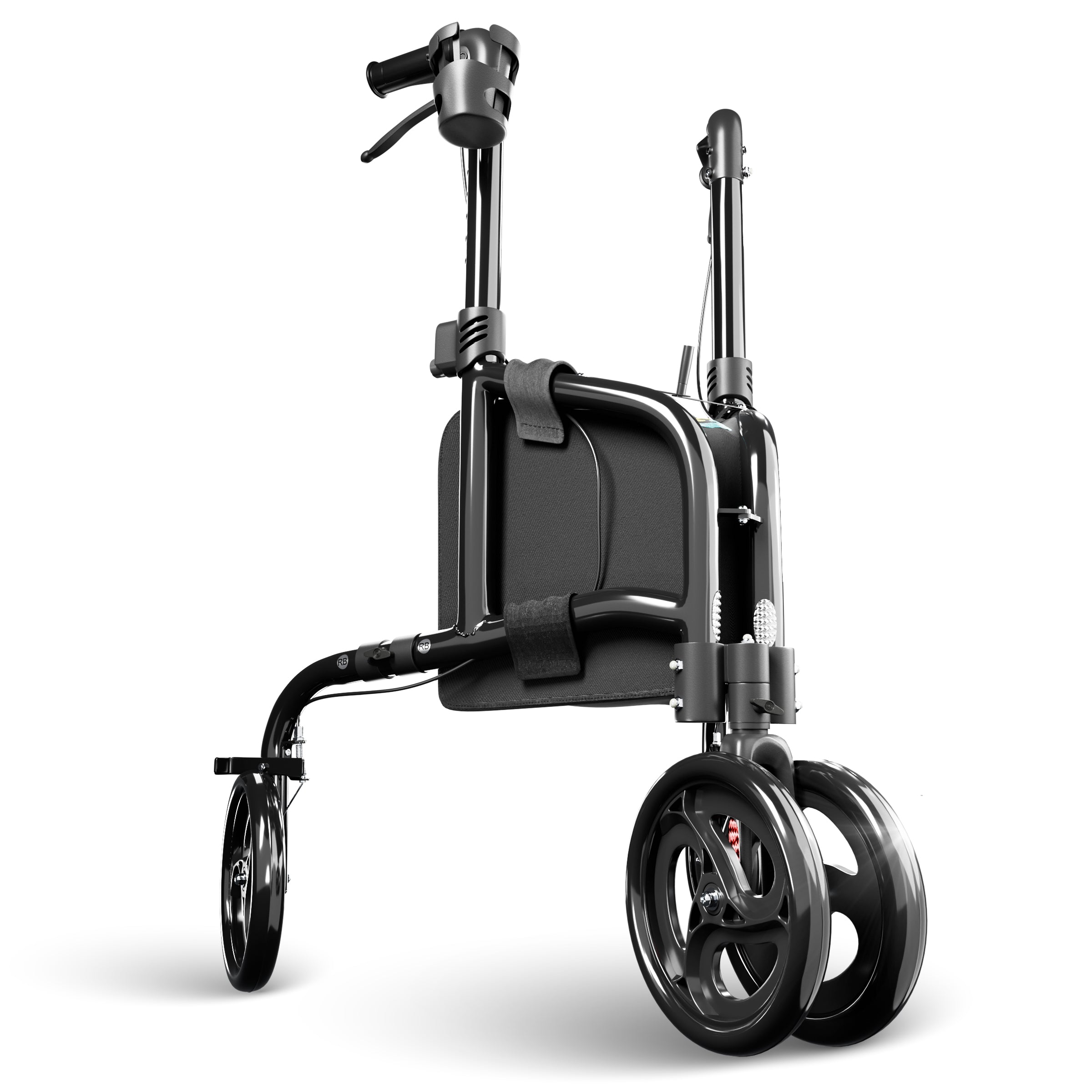 Narrow 3 Wheel Rollator with Double Front Wheels H1080 Black