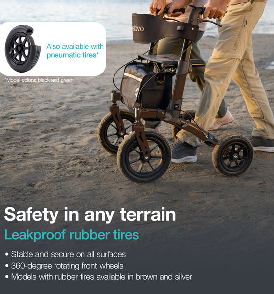 Helavo Foldable All Terrain Walker with Seat - Black - Outdoor Walker ...