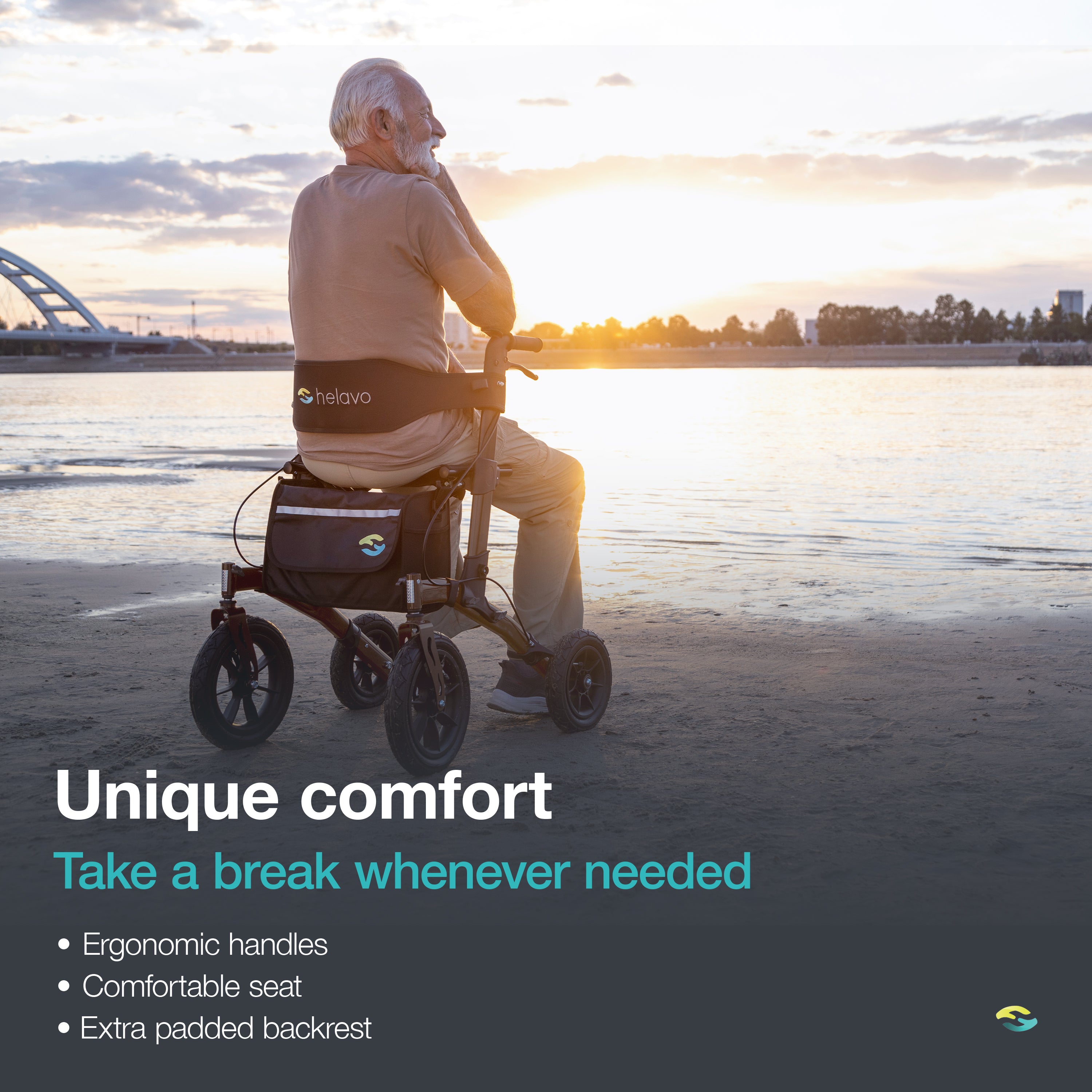 Outdoor Rollator with Puncture-Proof Solid Rubber Tires H1140 Series