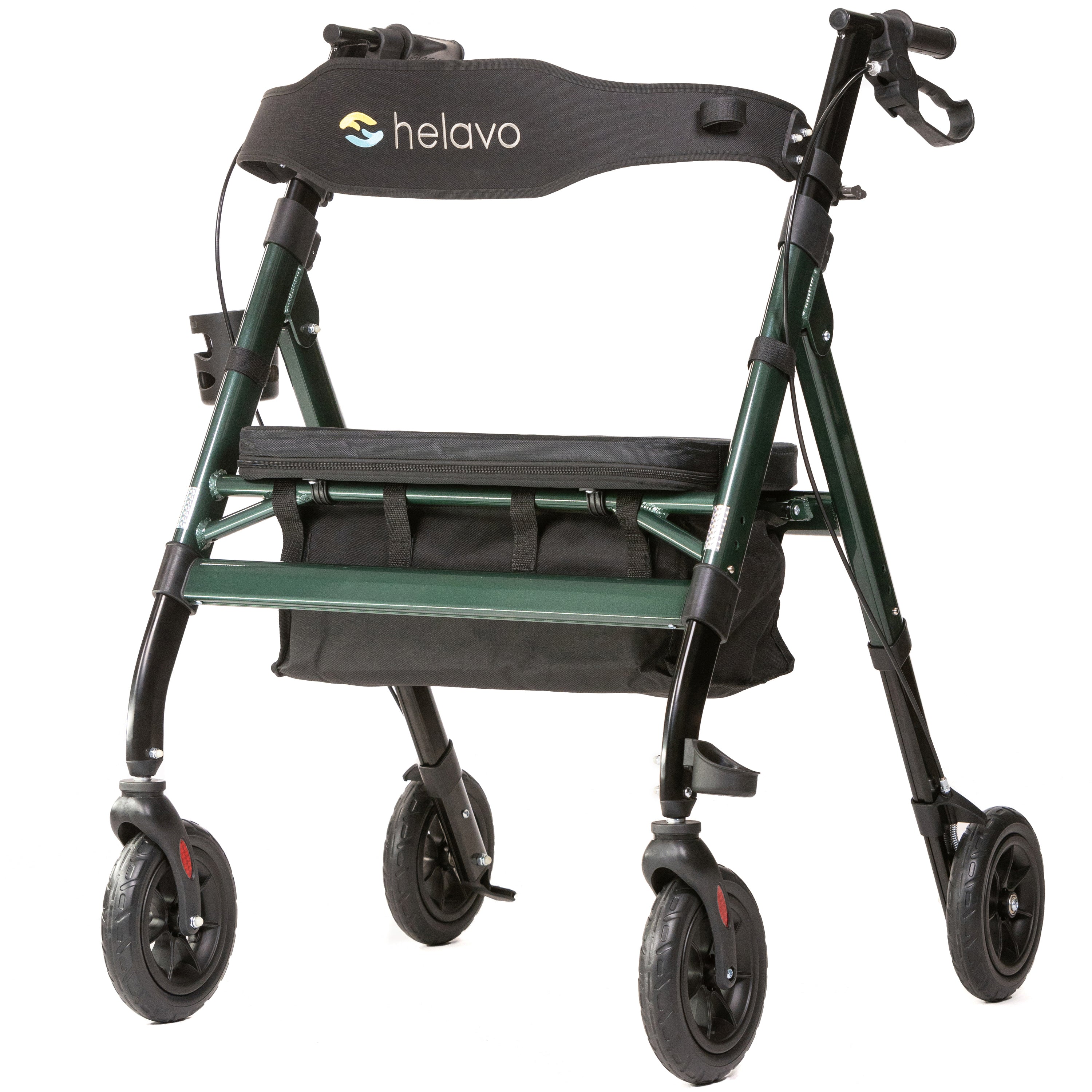 Outdoor Extra Wide Heavy-Duty Rollator with Puncture-Proof Solid Rubber Tires H1150 Green