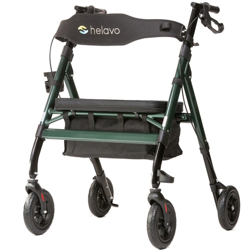 Outdoor Extra Wide Heavy-Duty Rollator with Puncture-Proof Solid Rubber Tires H1150 Green