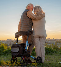 Foldable Premium Rollator - Blue - Lightweight Aluminum - Maximum Mobility Indoors And Outdoors.