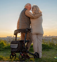 Foldable Premium Rollator - Black - Lightweight Aluminum - Maximum Mobility Indoors And Outdoors.