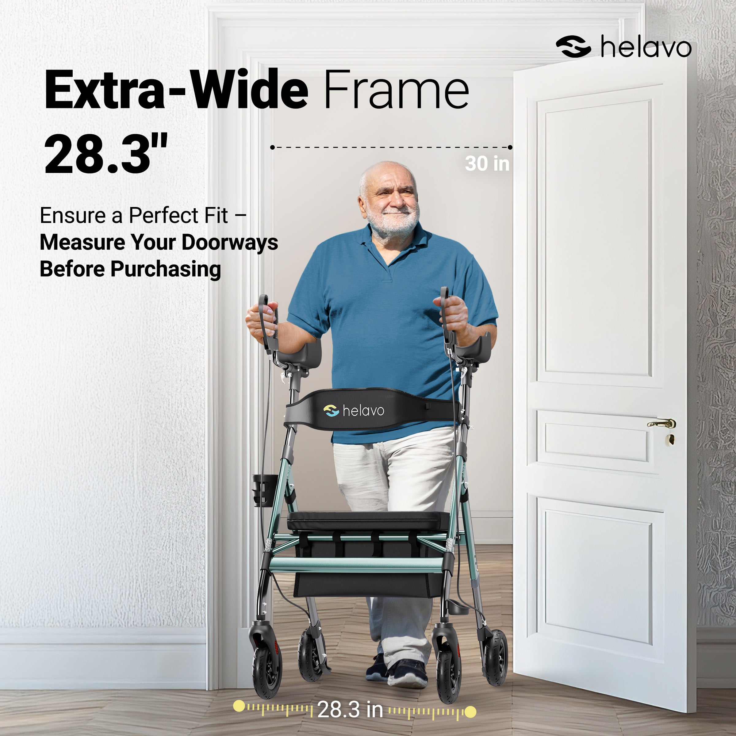 Extra wide heavy-duty Arthritis rollator with armrests H1360 Green
