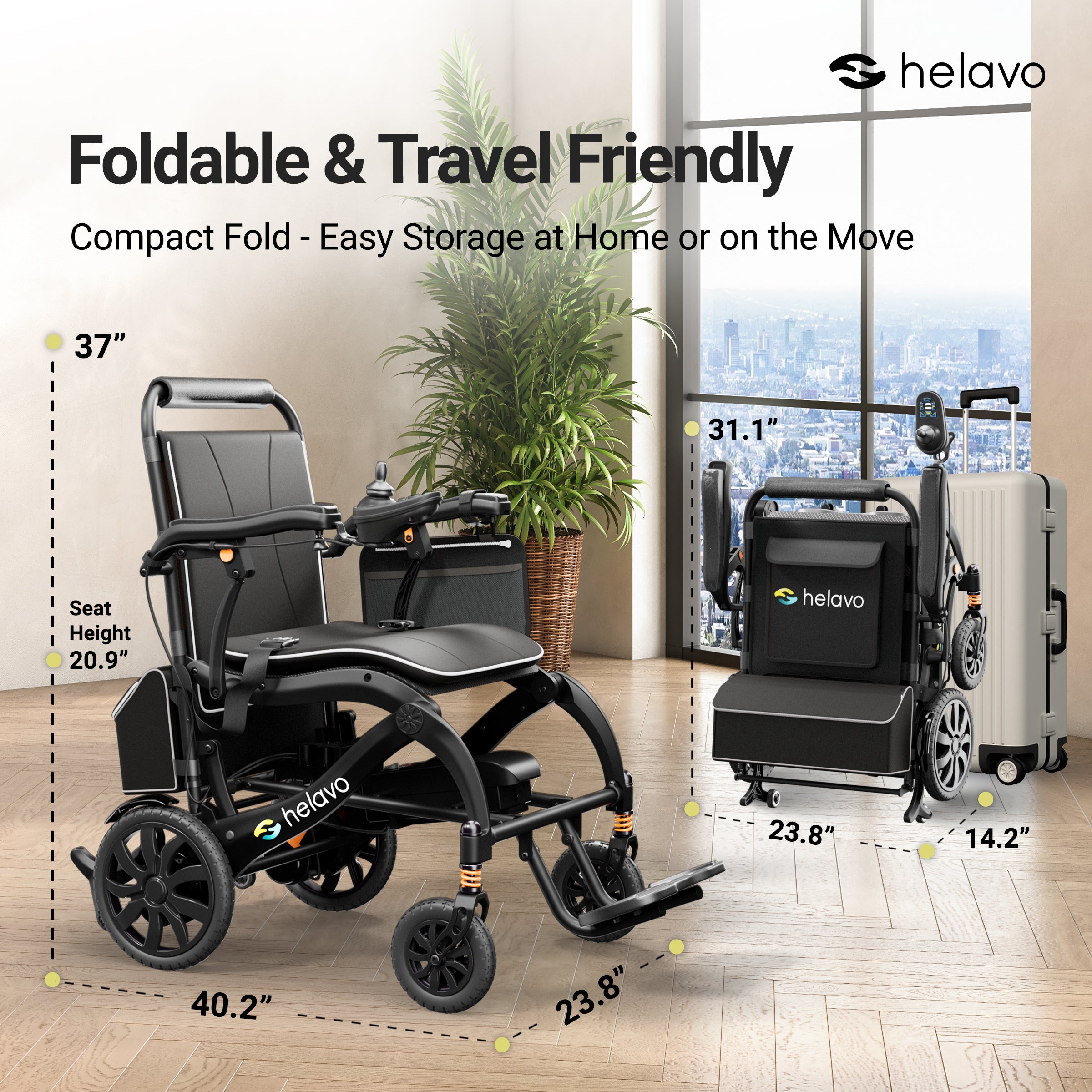 Ultralight Electric Wheelchair, Magnesium & Carbon Fiber Frame (H2320)