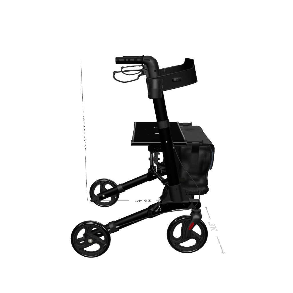 Foldable Rollator with Seat - Lightweight Aluminum Rolling Walker for Seniors and Adults (H1010)