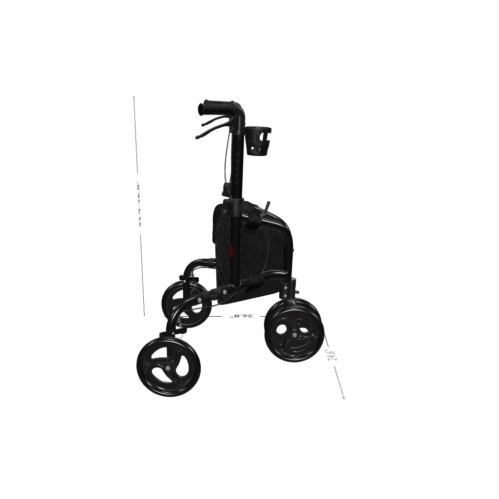 Narrow 3 Wheel Rollator with Double Front Wheels H1080 Black