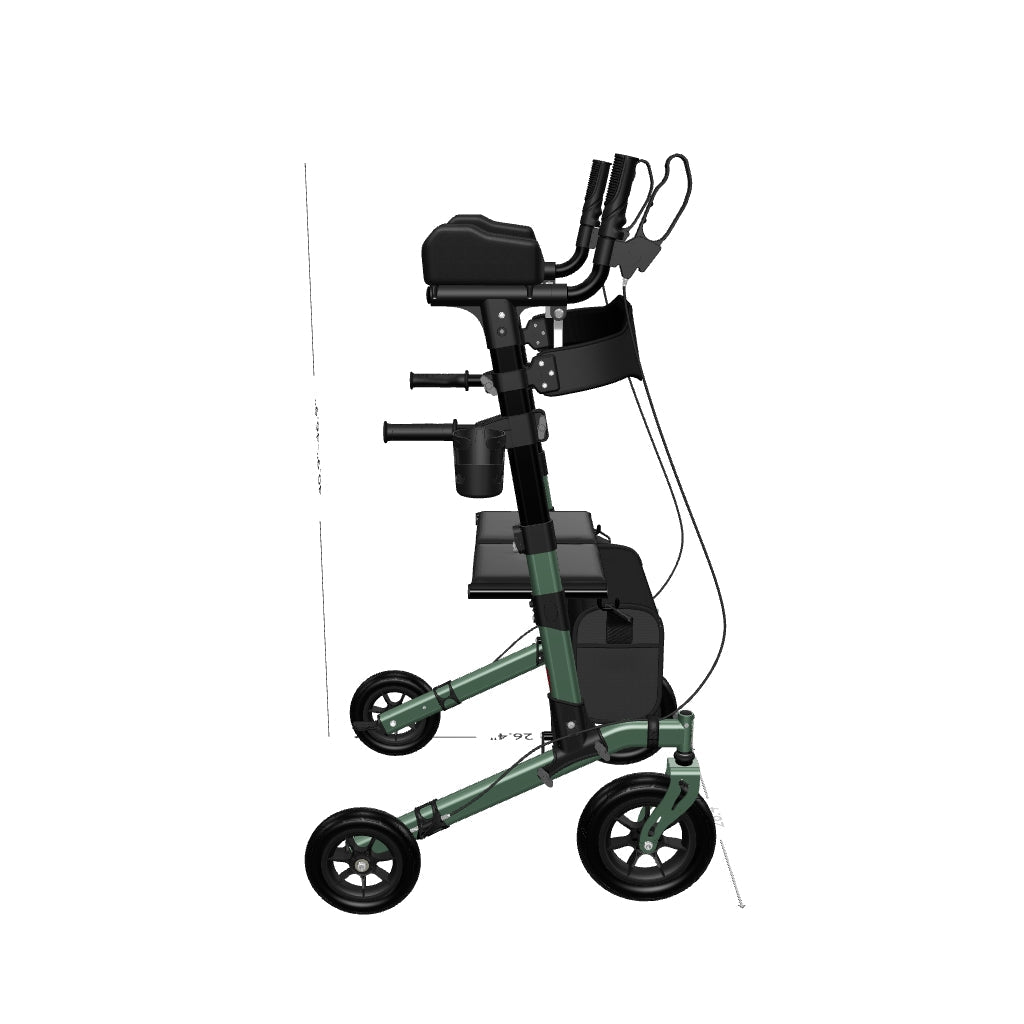 Outdoor Arthritis Rollator with Puncture-Proof Solid Rubber Tires H1160 Green