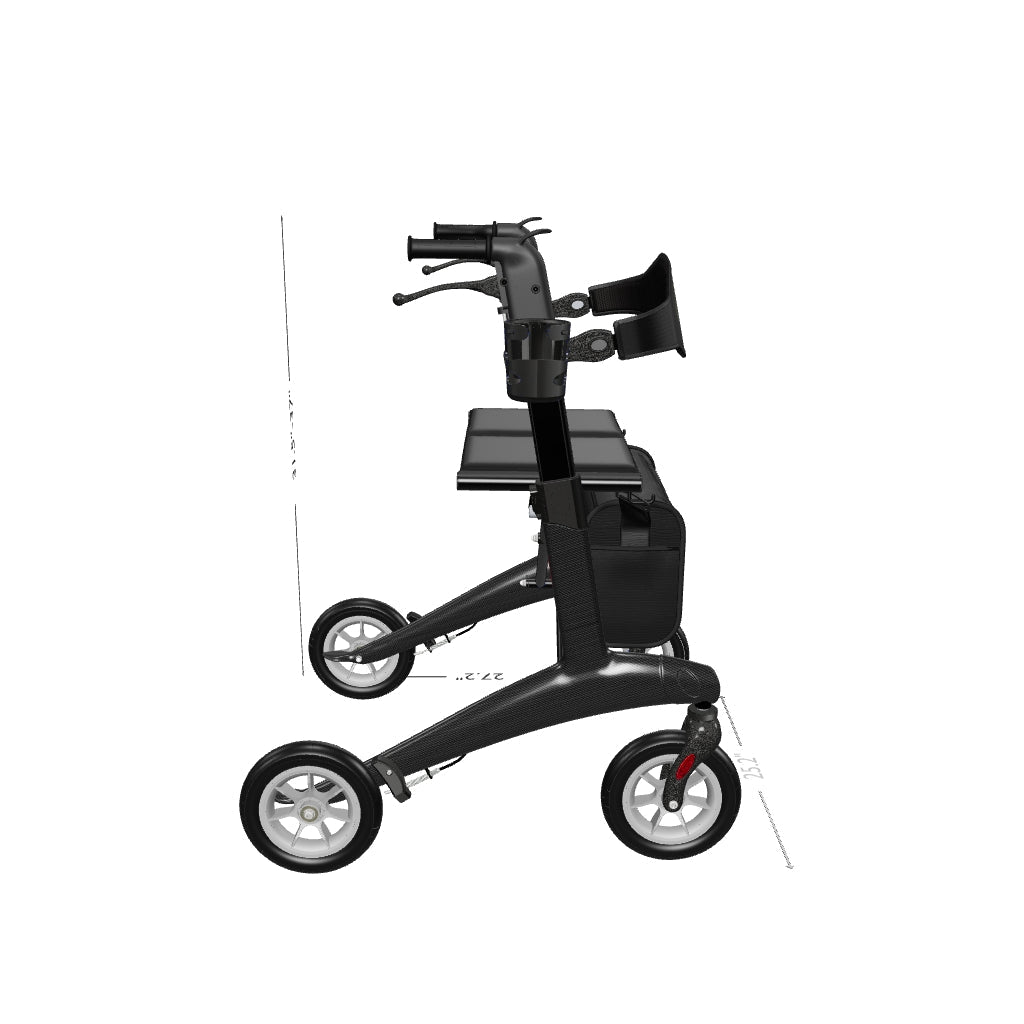 Carbon Ultralight Rollator Walker, 300 lb Capacity, 12.3 lbs (H1210)