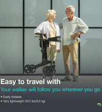 Helavo Premium Foldable Rollator with Seat - Uniquely Adjustable Aluminum Rolling Walker for Seniors and Adults