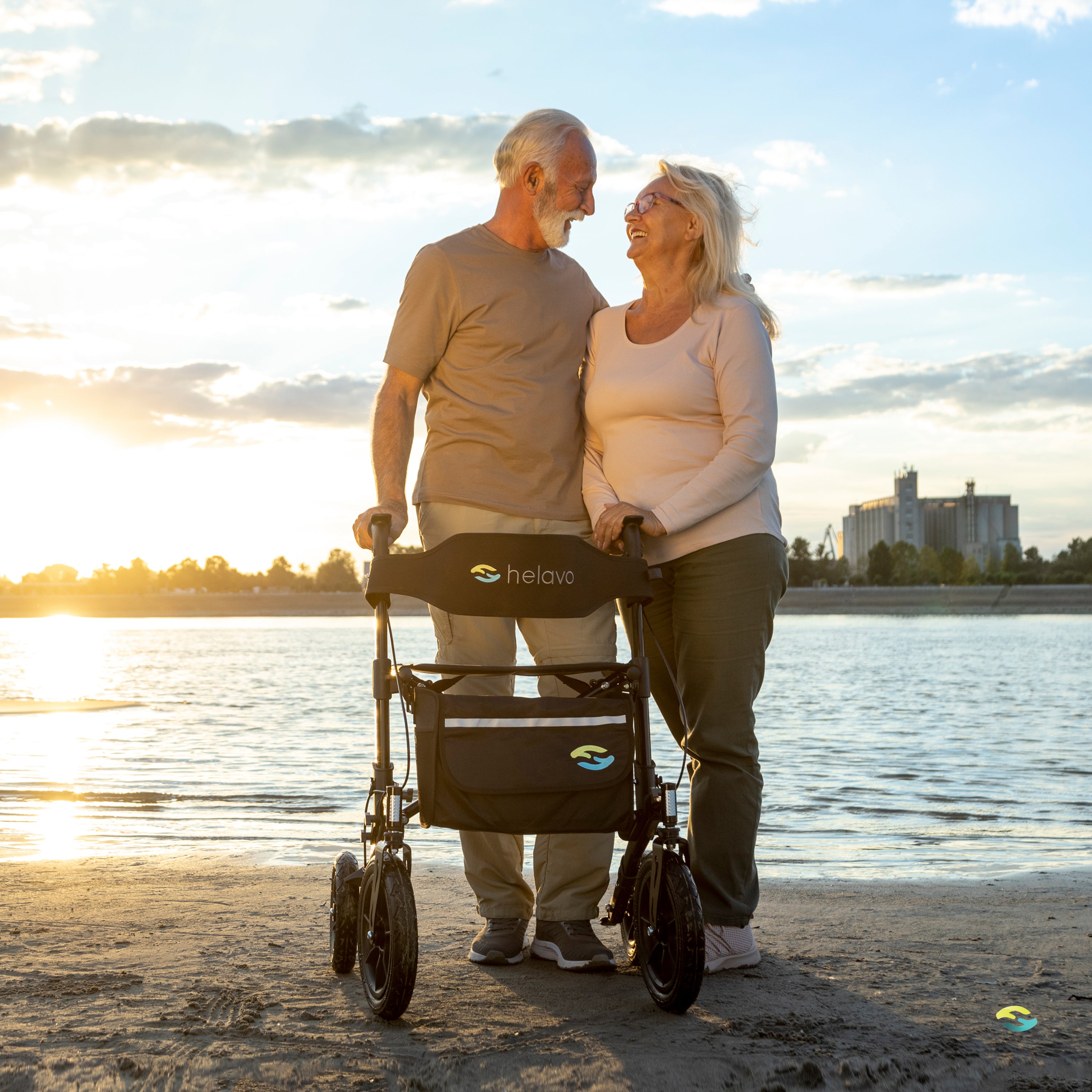 Helavo Foldable All Terrain Walker with Seat - Black - Outdoor Walker ...