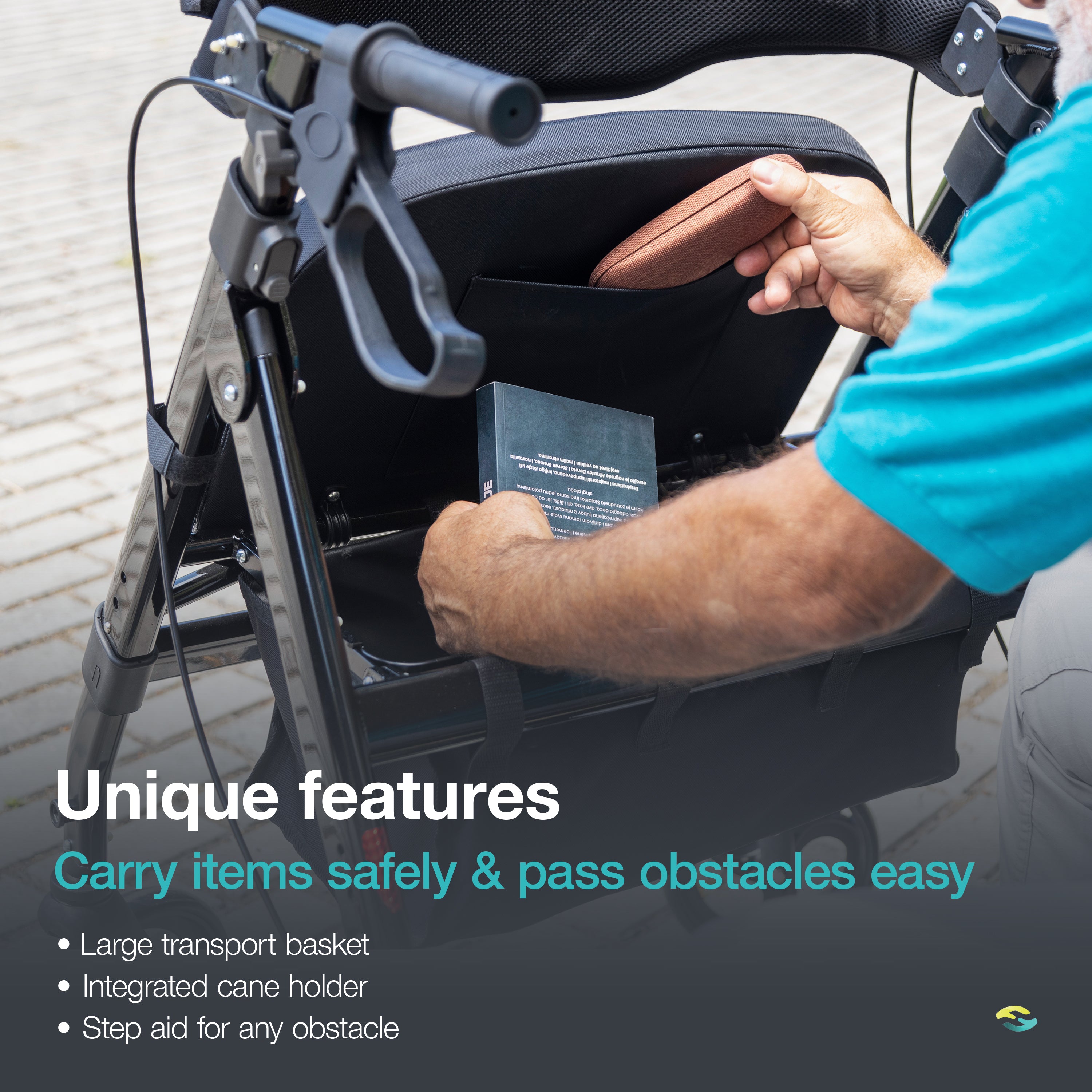 Heavy-duty rollator extra wide H1050 black