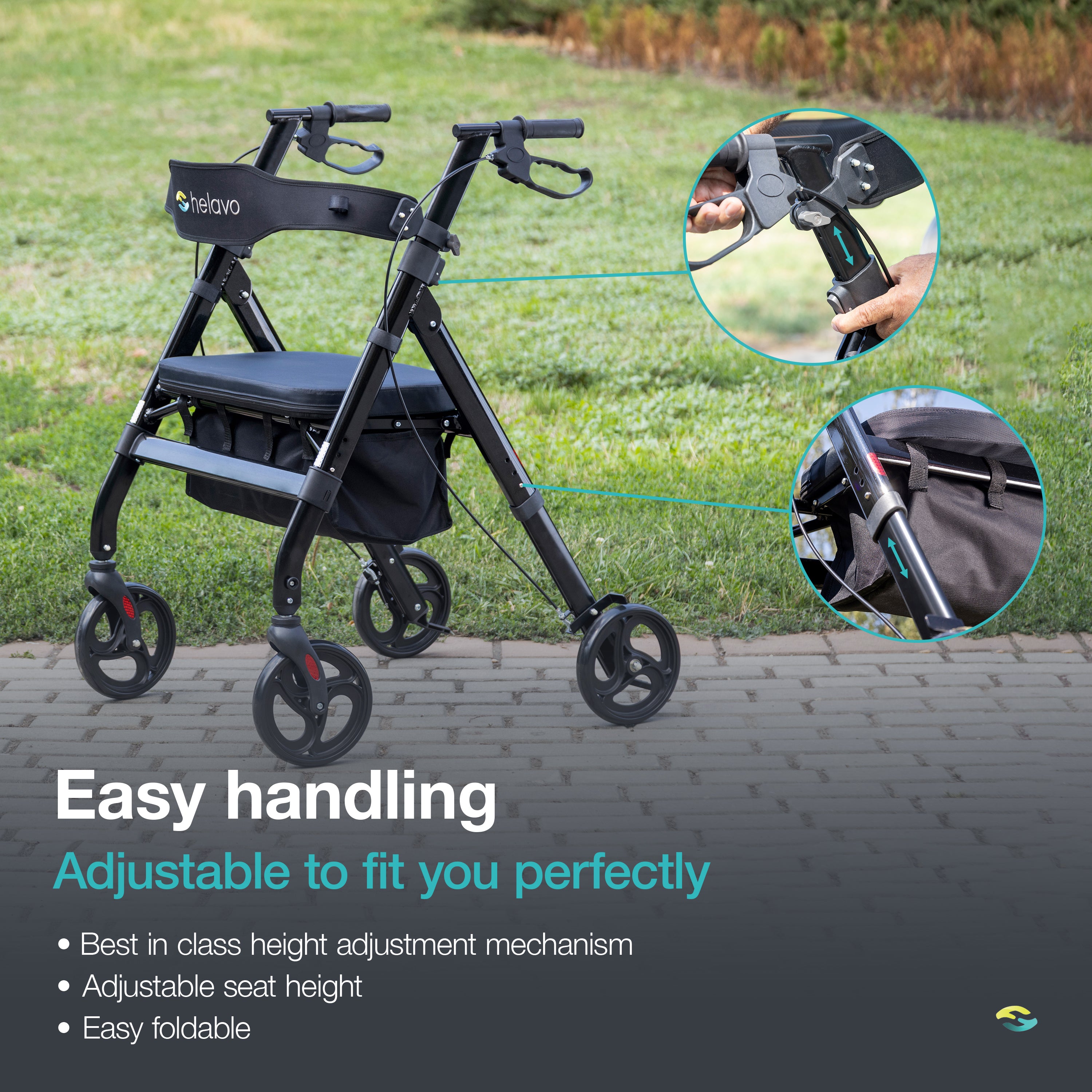 Heavy-duty rollator extra wide H1050 black