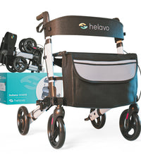 Foldable premium rollator - Silver - lightweight aluminum - maximum mobility indoors and outdoors.